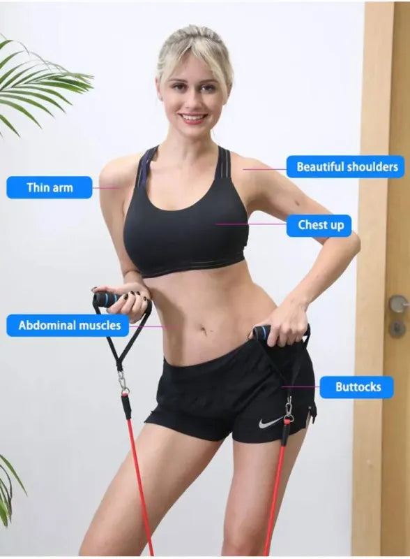 Exercise Resistance Bands Set for Home Workouts – 5 Stackable Bands with Handles, Door Anchor & Carry Bag – Full Body Fitness, Strength Training, Yoga & Rehab