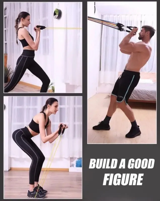 Exercise Resistance Bands Set for Home Workouts – 5 Stackable Bands with Handles, Door Anchor & Carry Bag – Full Body Fitness, Strength Training, Yoga & Rehab