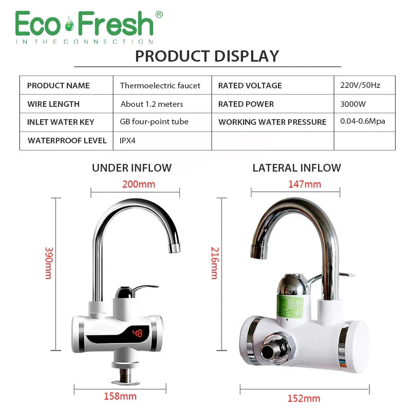 Instant Hot Water Electric Faucet with Temperature Display – Fast Heating Tap for Kitchen & Bathroom | Energy Efficient Winter Water Heater