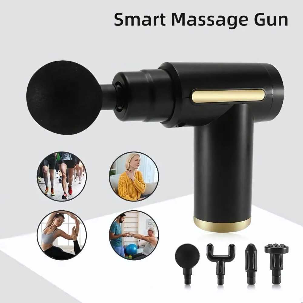 Deep Tissue Massage Gun for Pain Relief & Muscle Recovery – Handheld Percussion Massager with 6 Speeds & Multiple Heads.