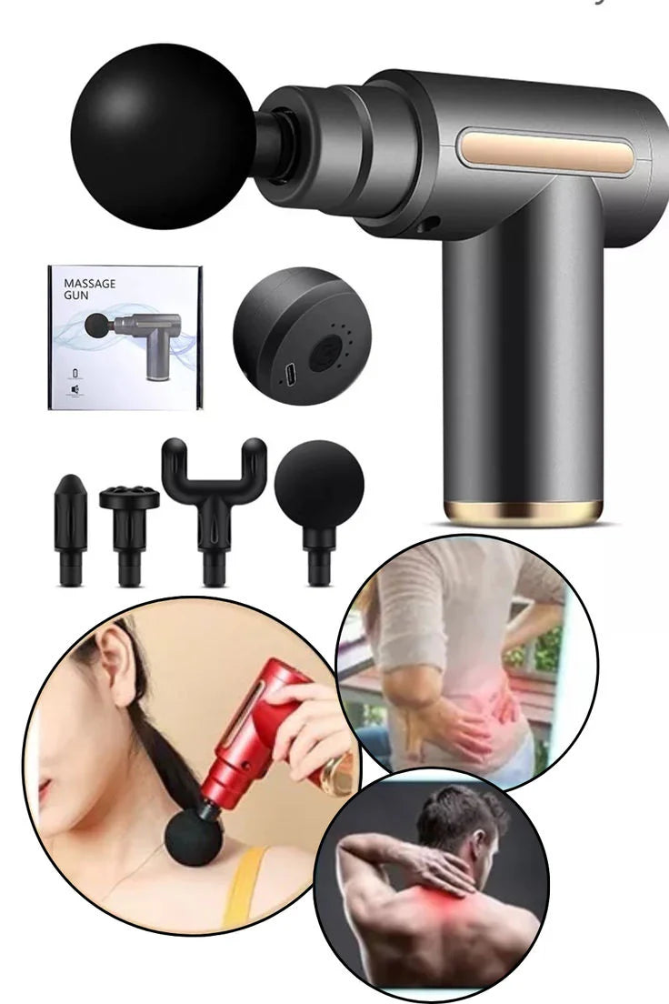 Deep Tissue Massage Gun for Pain Relief & Muscle Recovery – Handheld Percussion Massager with 6 Speeds & Multiple Heads.