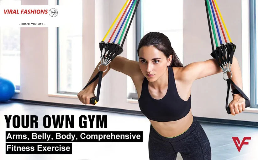 Exercise Resistance Bands Set for Home Workouts – 5 Stackable Bands with Handles, Door Anchor & Carry Bag – Full Body Fitness, Strength Training, Yoga & Rehab