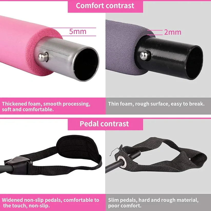 Portable Pilates Bar Kit with Resistance Bands – Yoga, Strength & Full Body Toning Gym for Home & Travel