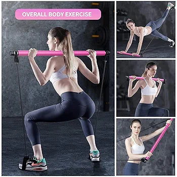 Portable Pilates Bar Kit with Resistance Bands – Yoga, Strength & Full Body Toning Gym for Home & Travel