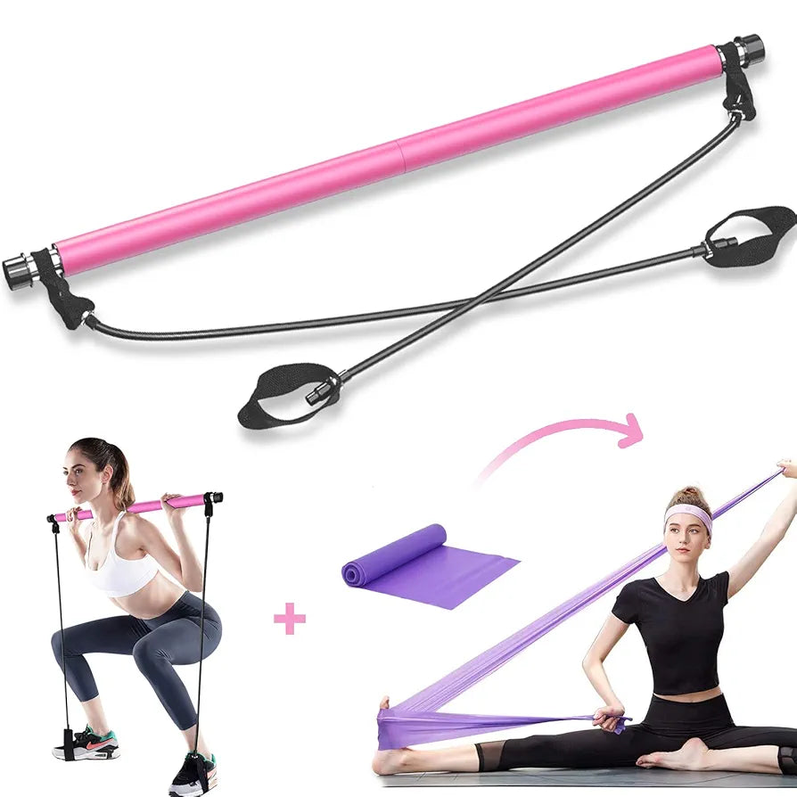 Portable Pilates Bar Kit with Resistance Bands – Yoga, Strength & Full Body Toning Gym for Home & Travel