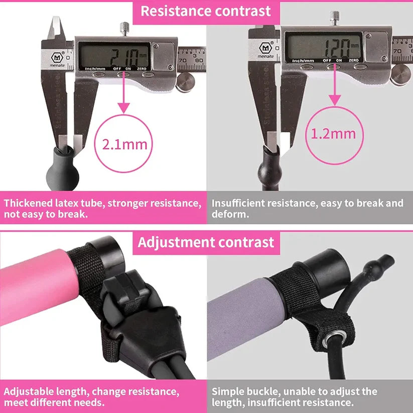 Portable Pilates Bar Kit with Resistance Bands – Yoga, Strength & Full Body Toning Gym for Home & Travel