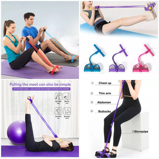 Foot Pedal Resistance Band – Elastic Sit-Up Pull Rope Tummy Trimmer for Home Gym & Yoga Fitness