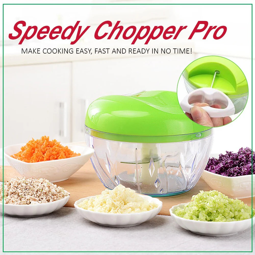 Speedy Chopper – Manual Hand-Pull Vegetable Cutter & Food Processor | Fast Onion, Garlic, Fruit & Nut Chopper for Kitchen