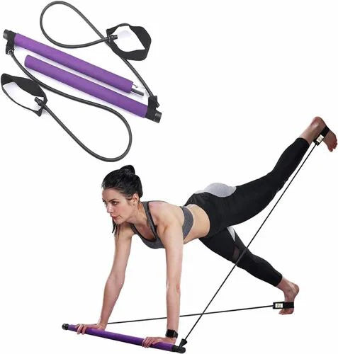 Portable Pilates Bar Kit with Resistance Bands – Yoga, Strength & Full Body Toning Gym for Home & Travel